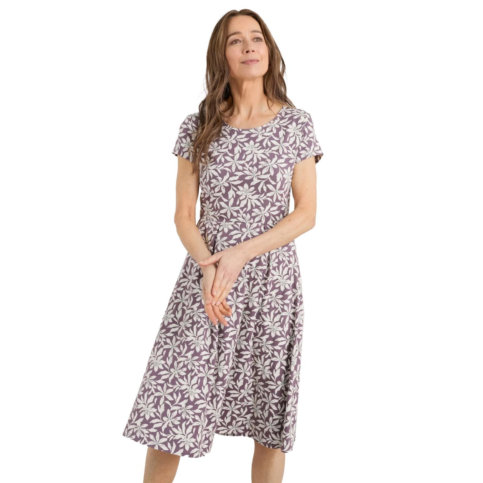 Seasalt Cornwall Riviera Dress Ii Smudged Flowers Dusky Lilac Ballantynes Department Store